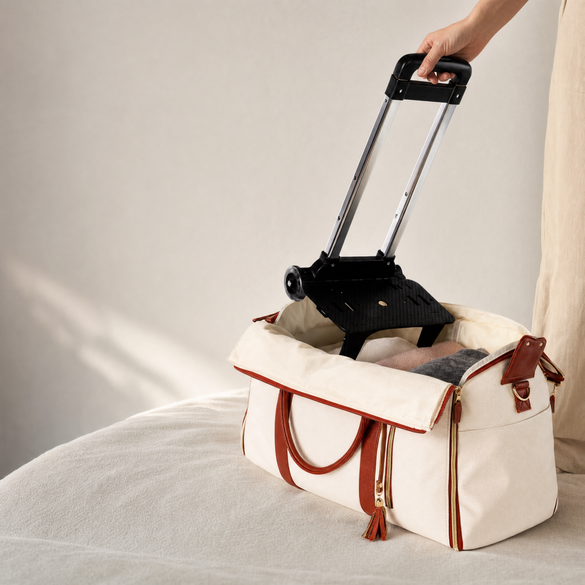 Luxze cream roller bag with telescopic handle
